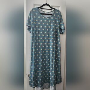 LuLaRoe Carly Blue Star Pattern Dress 3XL